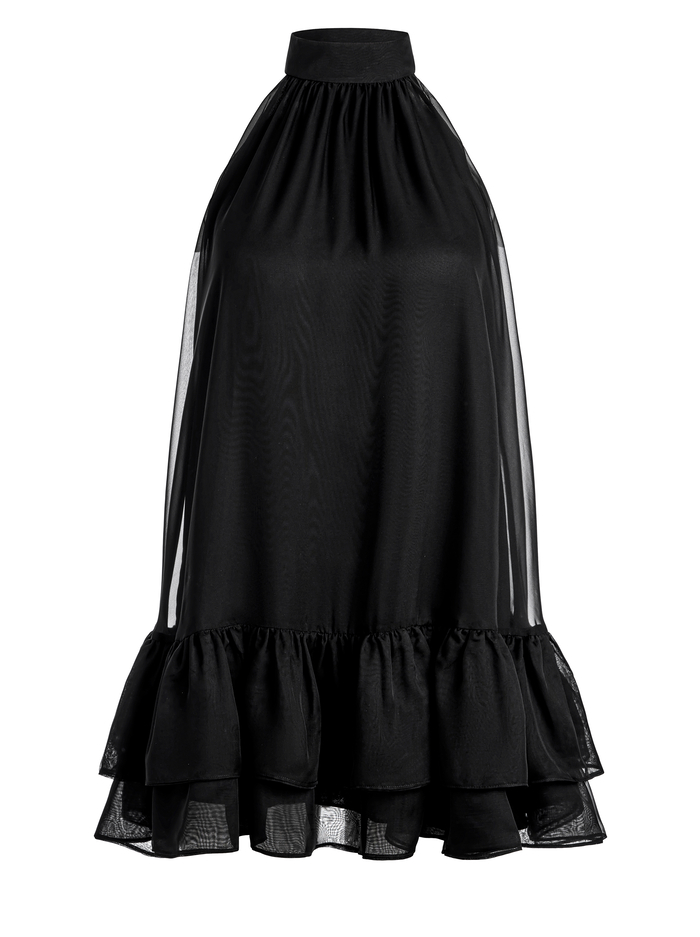 ERNA TIE BACK HALTER NECK TIERED DRESS - BLACK image 5 - Alice And Olivia