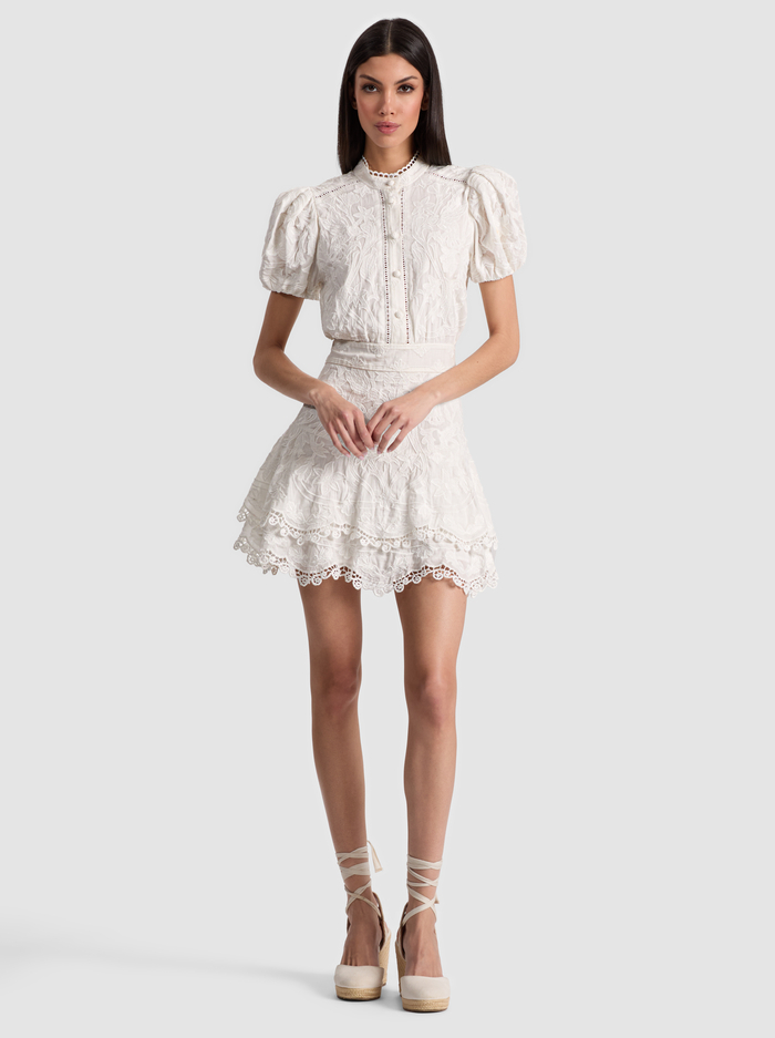 LORYN EMBROIDERED SHIRT DRESS - OFF WHITE image 4 - Alice And Olivia