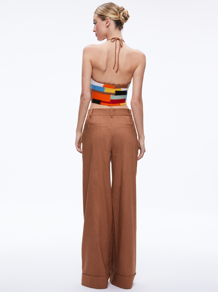 TOMASA CUFFED LINEN TROUSER - CAMEL image 1 - Alice And Olivia