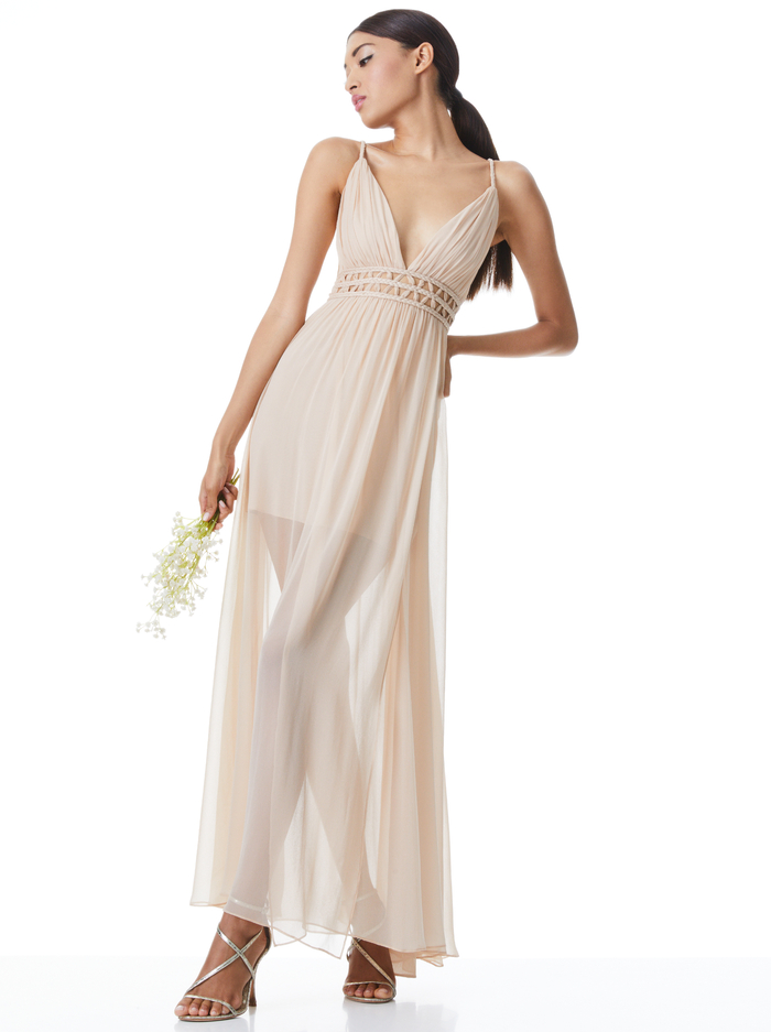 RYA CUT OUT MAXI DRESS - ALMOND image 4 - Alice And Olivia