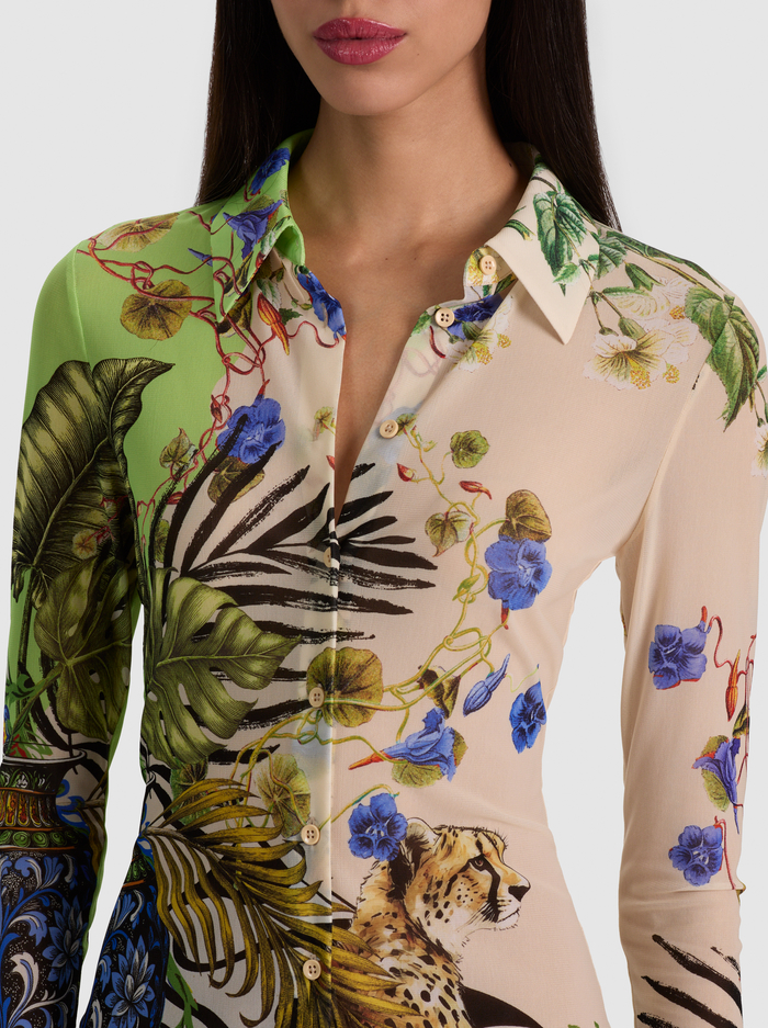 JADE MESH BUTTON DOWN - RIVIERA CITRUS image 3 - ALICE + OLIVIA