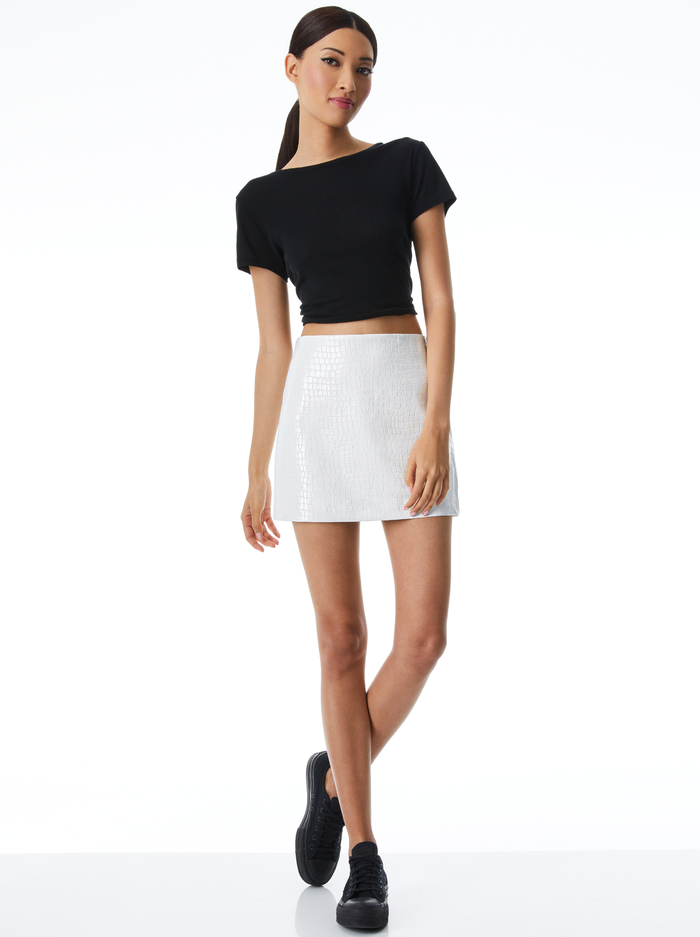 ELANA VEGAN MINI SKIRT - OFF WHITE image 4 - Alice And Olivia