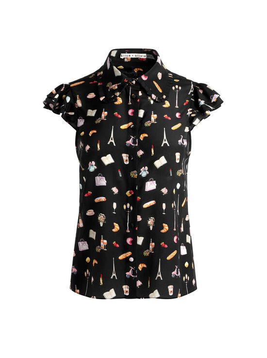 BLACK MULTI-MARTEL SILK BLOUSE