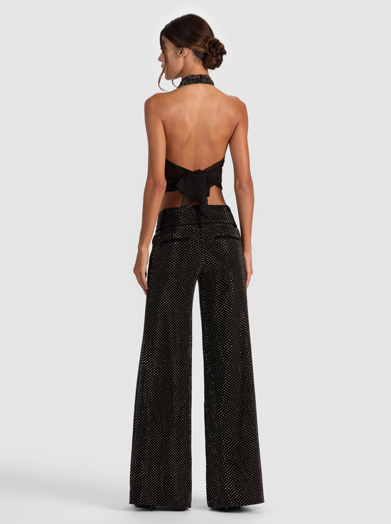 BLACK-OLIVIA EMBELLISHED WIDE LEG PANT