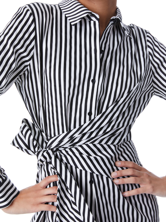 REINA DRAPED SHIRT DRESS - JOY STRIPE image 3 - Alice And Olivia