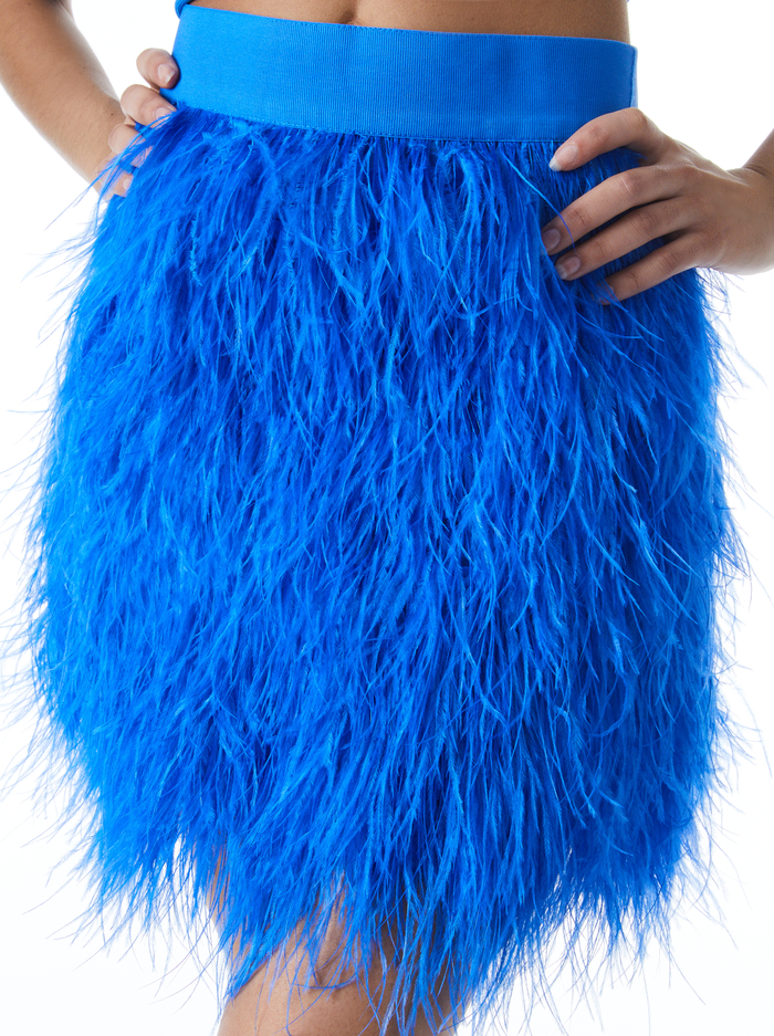 CINA FEATHER SKIRT - PALACE BLUE image 3 - Alice And Olivia