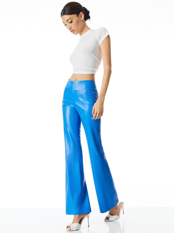 OLIVIA VEGAN LEATHER BOOTCUT PANT - PALACE BLUE image 2 - Alice And Olivia