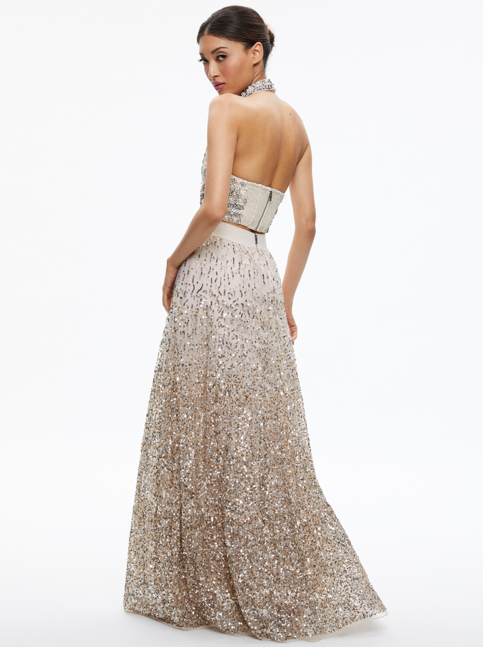 CATRINA SEQUIN EMBELLISHED GOWN SKIRT - CHAMPAGNE/MULTI image 1 - Alice And Olivia