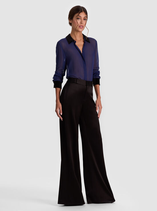 MIDNIGHT BLUE/BLACK-WILLA COMBO BLOUSE