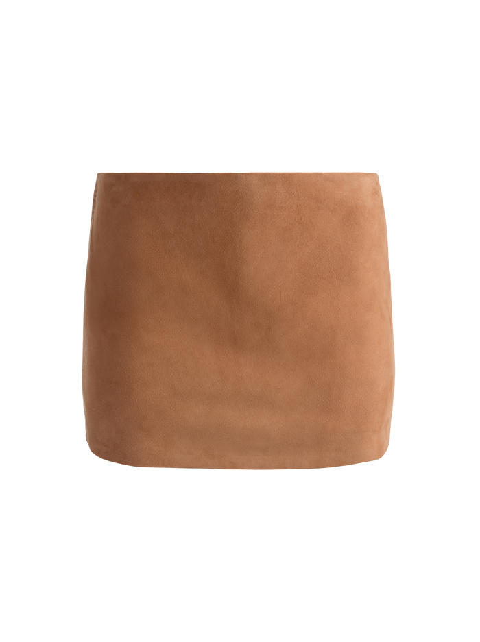 MACE HR SUEDE MINI SKORT - TAN image 5 - ALICE + OLIVIA