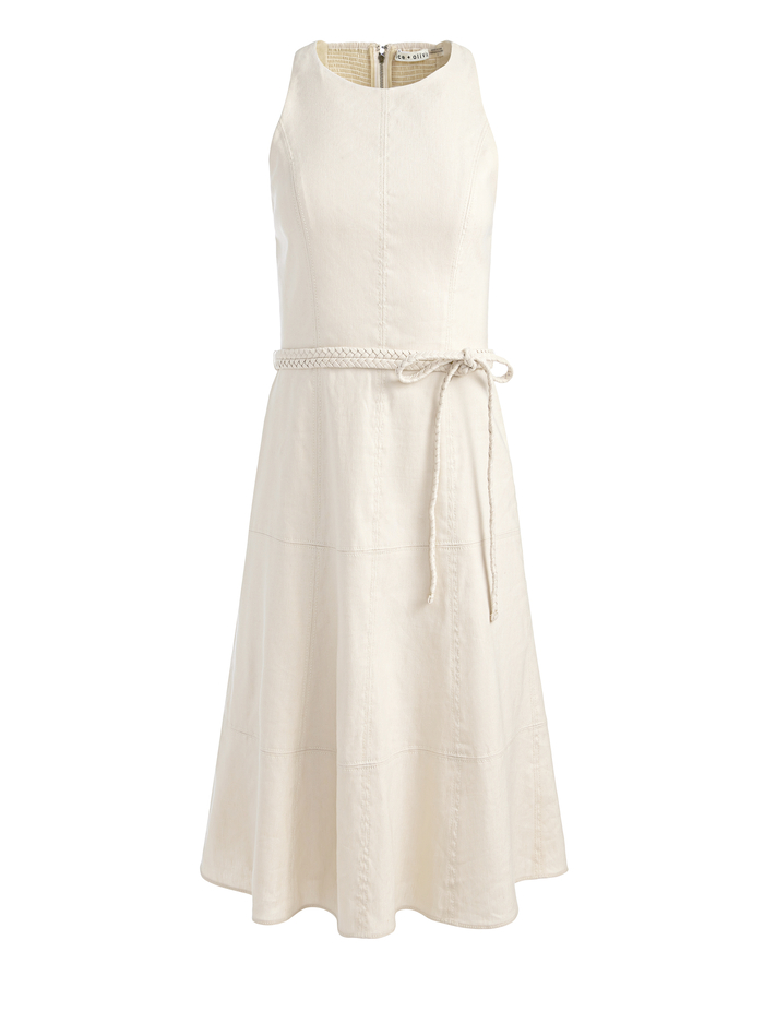LEANDRA LINEN MIDI DRESS - OATMEAL image 5 - Alice And Olivia