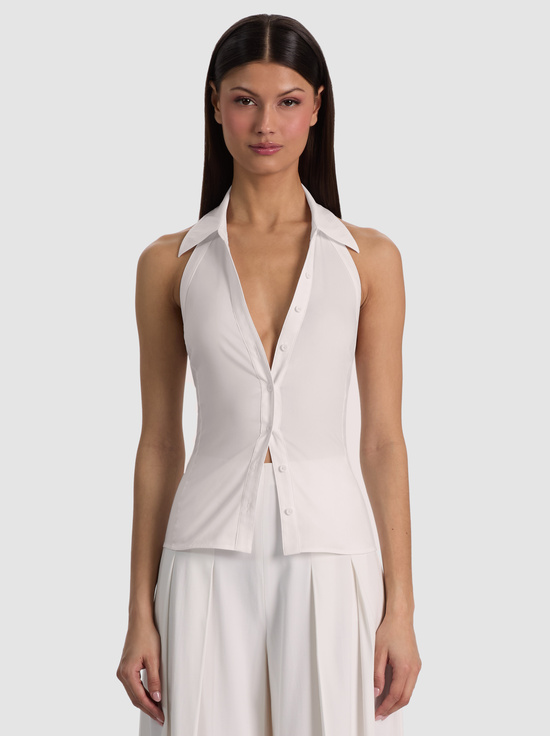FREYA BUTTON DOWN HALTER TOP
