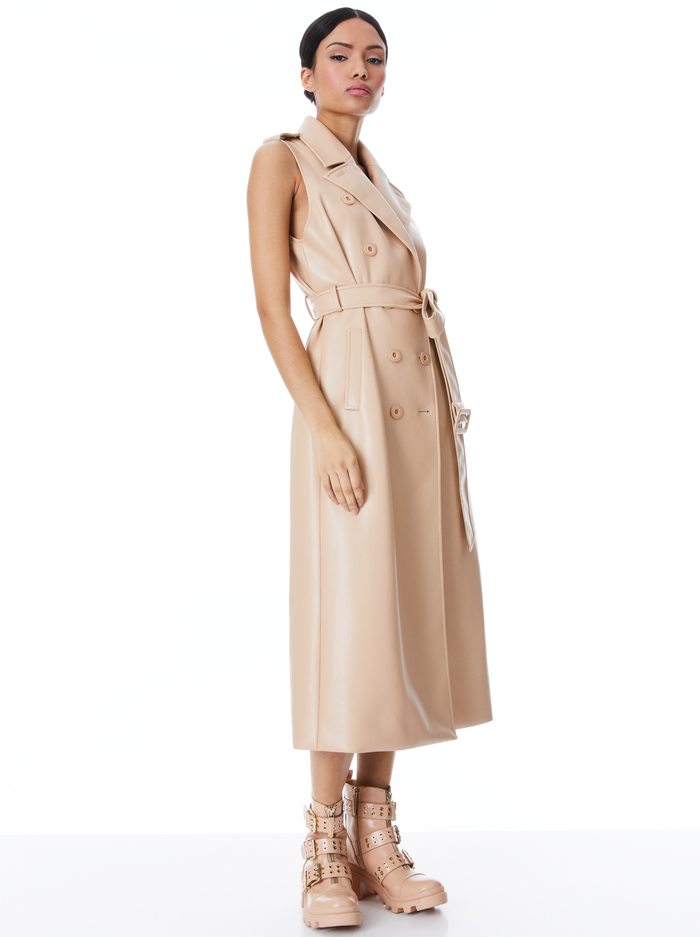 CONAN VEGAN LEATHER BELTED VEST - ALMOND image 4 - ALICE + OLIVIA