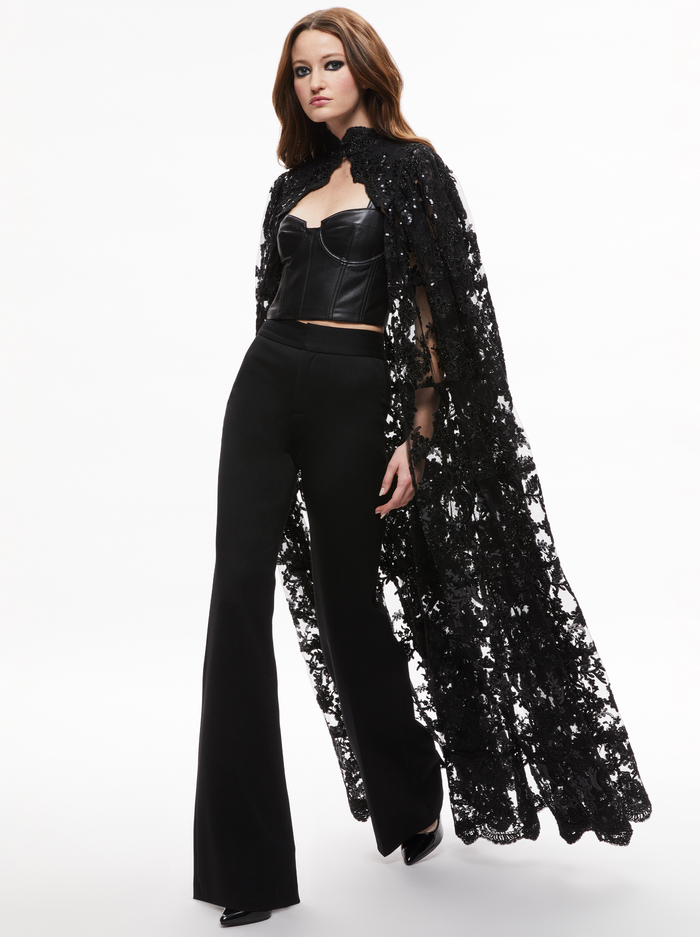 AURELIA LACE EMBELLISHED CAPE - BLACK - Alice And Olivia