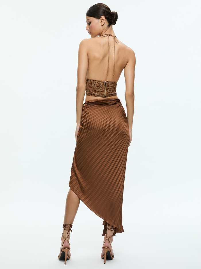 ODELIA ASYMMETRICAL PLEATED MAXI SKIRT - CAMEL image 2 - Alice And Olivia