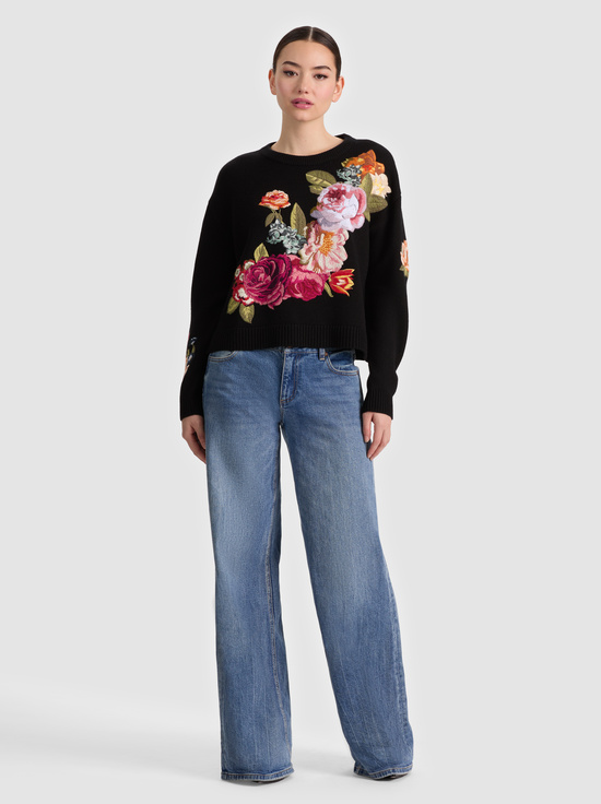 BELVA FLORAL JACQUARD CREWNECK