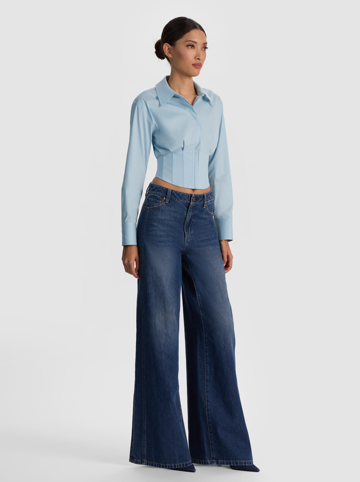 EDIE CORSET BUTTON DOWN - CAROLINA BLUE image 4 - ALICE + OLIVIA