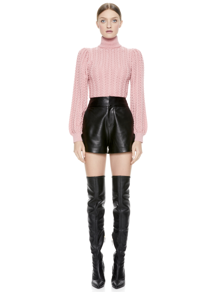 ESME CABLEKNIT TURTLENECK - ROSE image 4 - Alice And Olivia