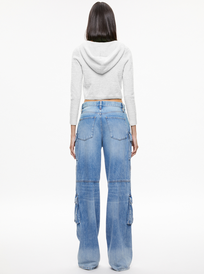 LIDELL CROPPED ZIP UP HOODIE - SOFT WHITE image 1 - Alice And Olivia