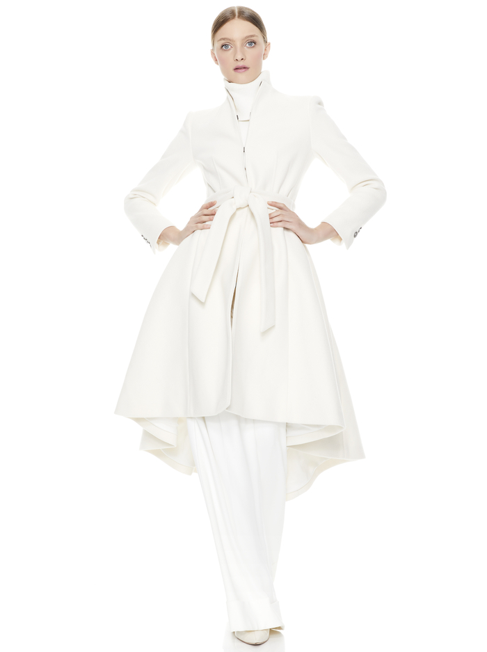 BAIN BELTED HIGH NECK COAT - WHITE image 4 - Alice And Olivia