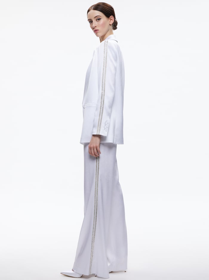 DENNY BLAZER WITH CRYSTAL TRIM - WHITE image 4 - Alice And Olivia