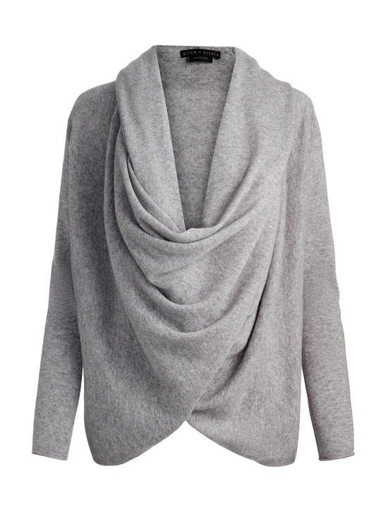 MEDIUM HEATHER GREY-JULES CASHMERE DRAPED PULLOVER