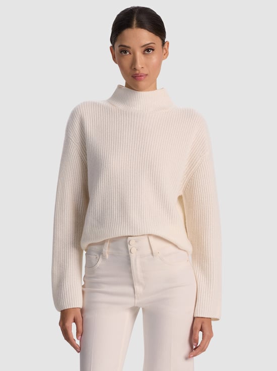 ECRU-NANCE RIBBED TURTLENECK