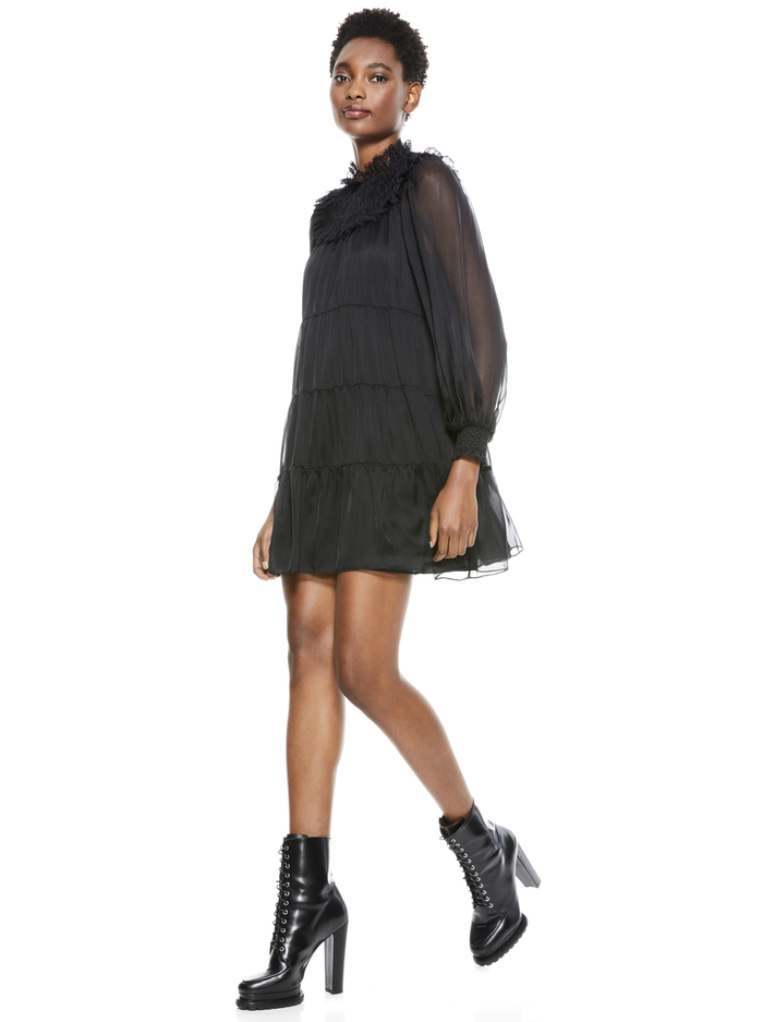 KELLYANN SMOCKED MINI DRESS - BLACK image 4 - Alice And Olivia