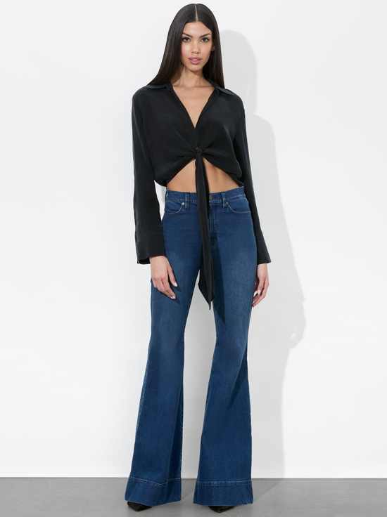 BLACK-HANNON TIE FRONT BLOUSE