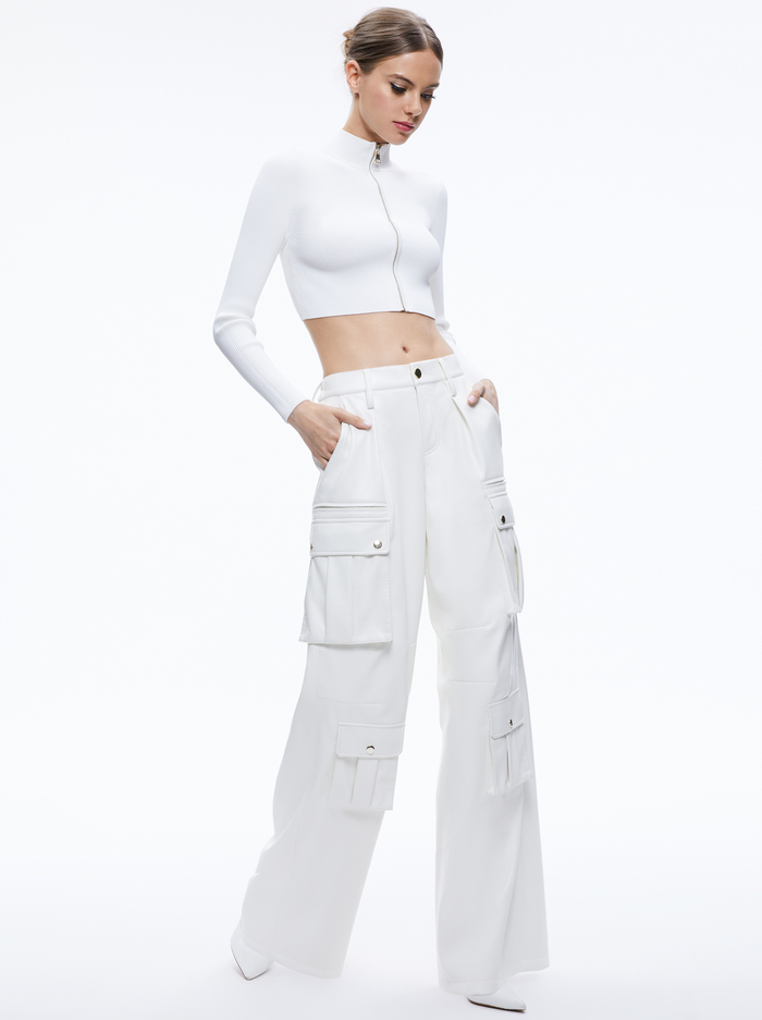 JOETTE VEGAN LEATHER CARGO PANT - OFF WHITE image 3 - Alice And Olivia