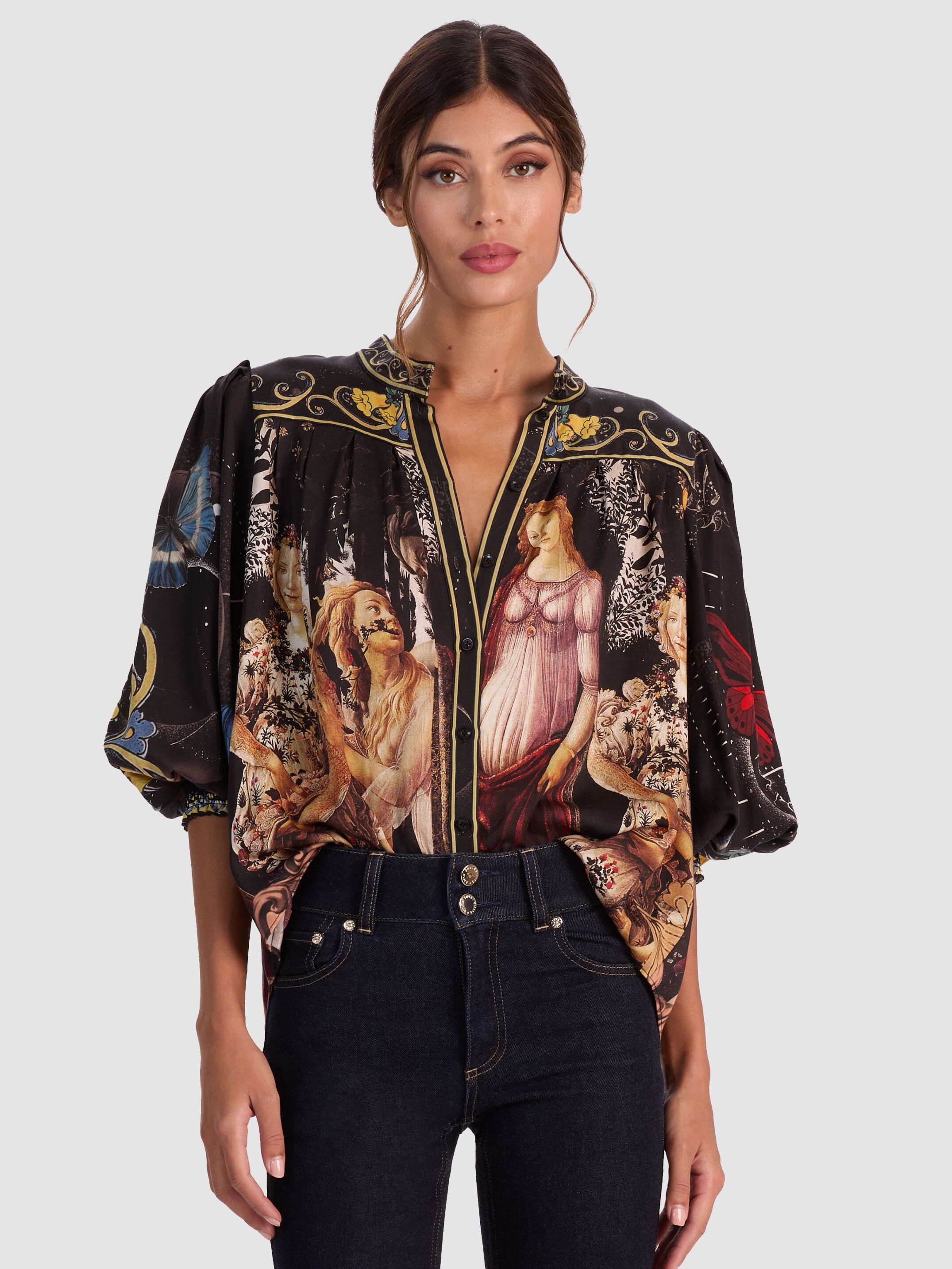 CORA BUTTON DOWN BLOUSE in MUSE | ALICE + OLIVIA