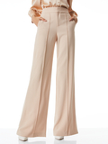 DYLAN HIGH WAISTED WIDE LEG PANT - ALMOND