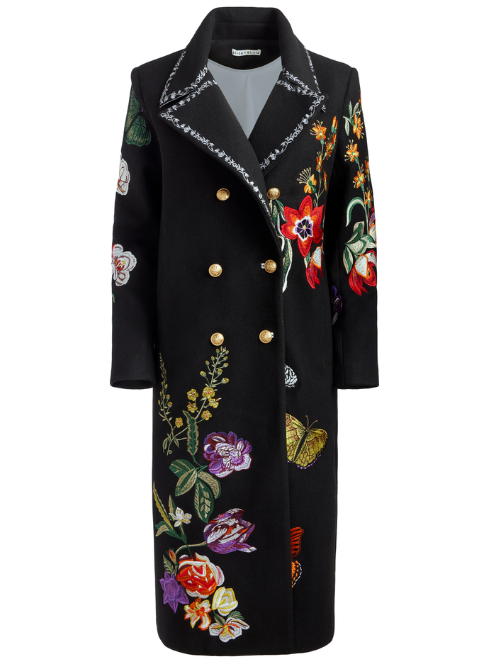 NICHOLAS EMBROIDERED OVERSIZED COAT - BLACK/MULTI image 5 - ALICE + OLIVIA
