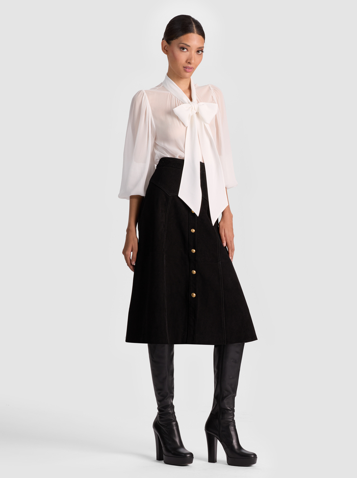 CALICA SUEDE MIDI SKIRT - BLACK image 4 - Alice And Olivia