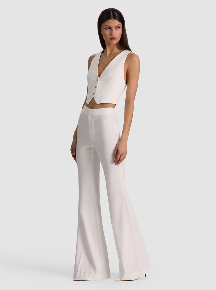 LINDEN LINEN BOOTCUT TROUSER - OFF WHITE image 4 - ALICE + OLIVIA
