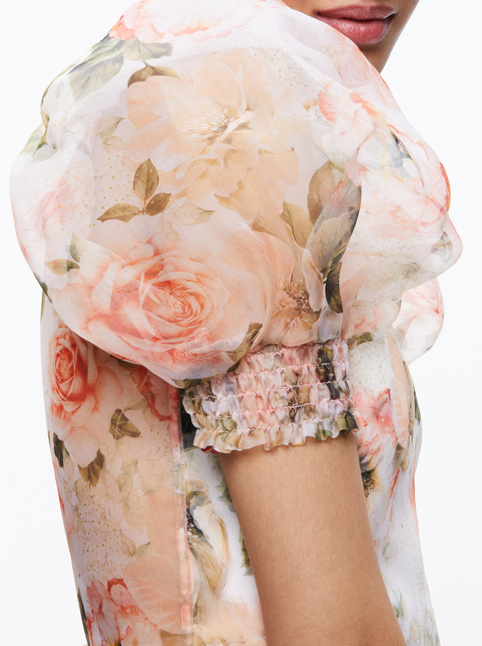 VERNITA PUFF SLEEVE SWEETHEART NECKLINE MINI DRESS - MORNINGSIDE FLORAL WHITE image 3 - Alice And Olivia