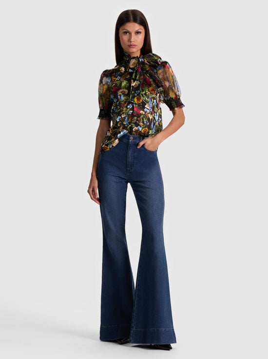 SOCIAL HOUR BLACK-BRENTLEY PUFF SLEEVE BLOUSE
