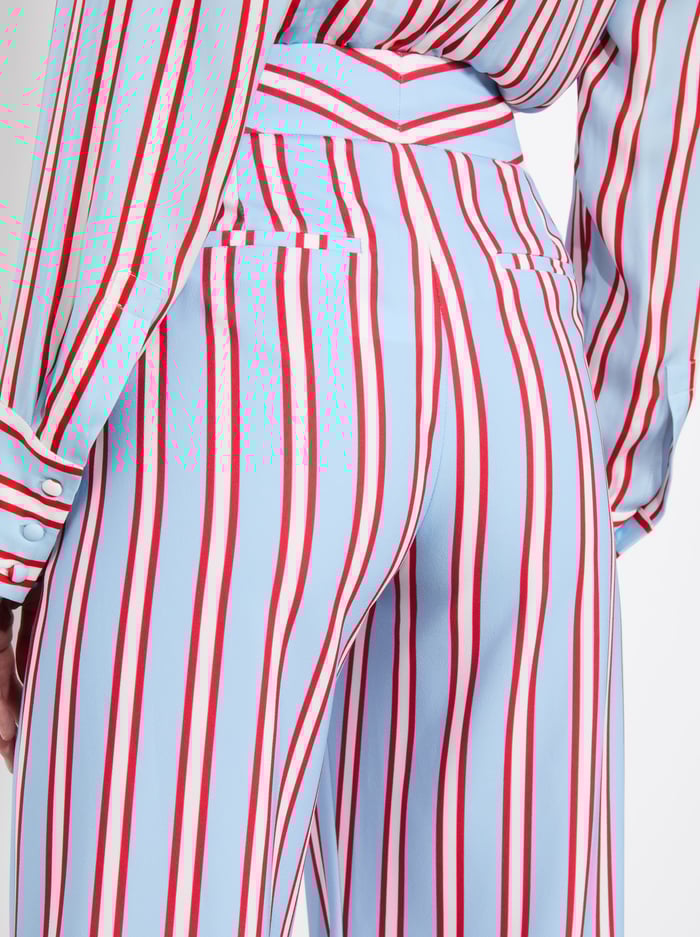 DYLAN PANT - TEAKWOOD STRIPE MINERAL BLUE/B image 3 - Alice And Olivia