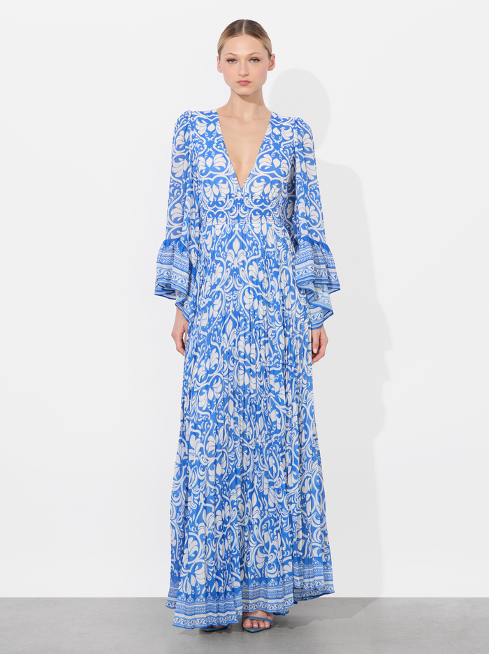 SELENE PLEATED MAXI DRESS - SOIREE TRUE BLUE image 5 - Alice And Olivia