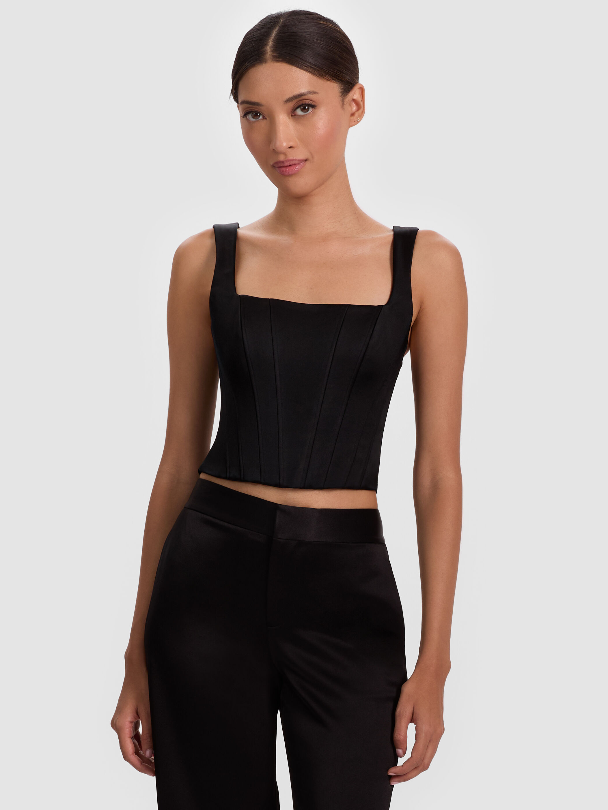 LILIANNA CORSET TOP in BLACK | ALICE + OLIVIA