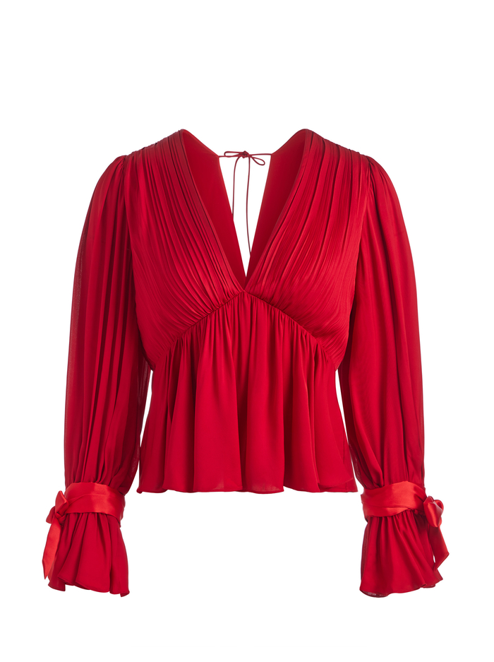 CLARISSA BLOUSE - BRIGHT RUBY image 5 - Alice And Olivia