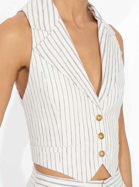 OFF WHITE/BLACK-DONNA LINEN VEST