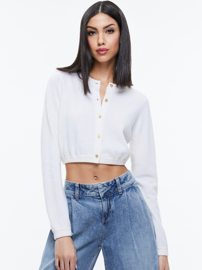 DOLLIE CASHMERE CARDIGAN - ECRU - Alice And Olivia