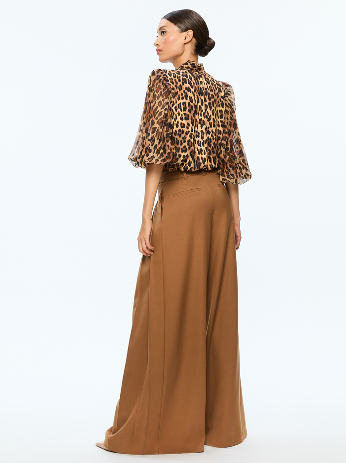 ILAN BUTTON FRONT BLOUSE - SPOTTED LEOPARD DARK TAN image 2 - Alice And Olivia