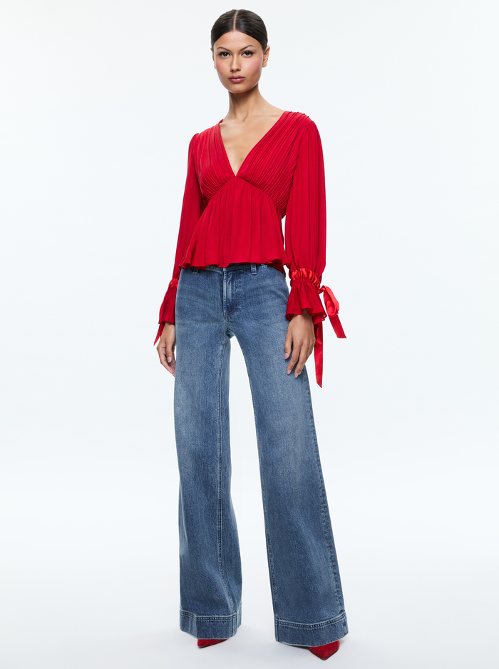 CLARISSA BLOUSE - BRIGHT RUBY image 4 - Alice And Olivia