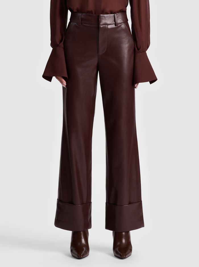 ALEXANDER VEGAN ANKLE PANT - DARK CHOCOLATE - ALICE + OLIVIA