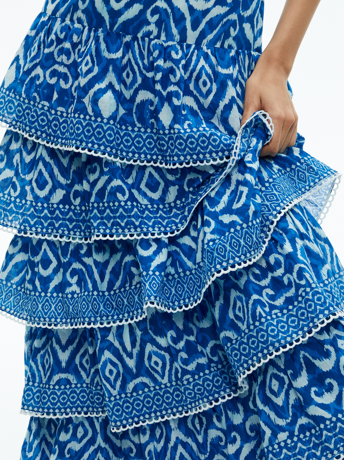 IMOGENE TIERED MAXI DRESS - ARTISAN IKAT FRENCH BLUE image 1 - Alice And Olivia