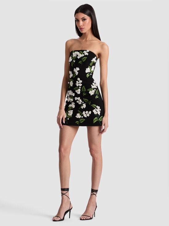 BLACK/OFF WHITE-VELIA EMBELLISHED MINI GOWN
