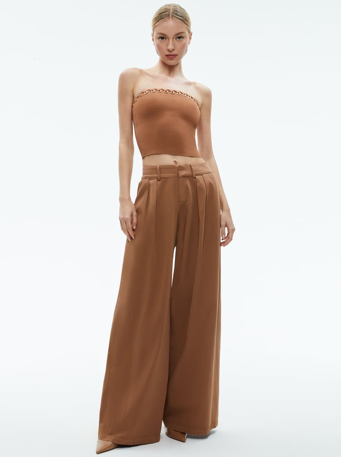 GARBO LOW RISE BAGGY TROUSERS - CAMEL image 1 - Alice And Olivia