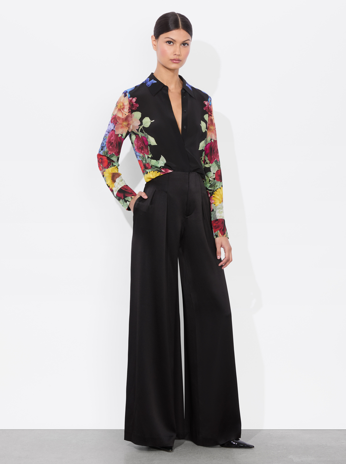 BRADY SILK BLOUSE - GARDEN BRUNCH BLACK image 4 - Alice And Olivia